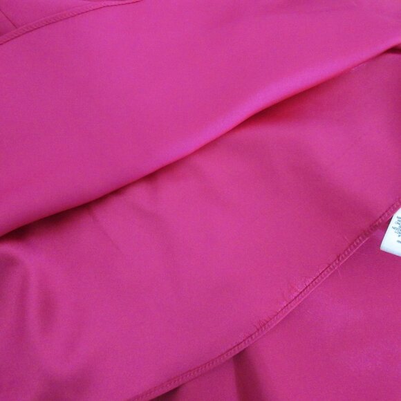 Express Womens Blouse Top Sz Medium Peplum Sleeveless Magenta Scoop Neck Zip - Picture 6 of 7